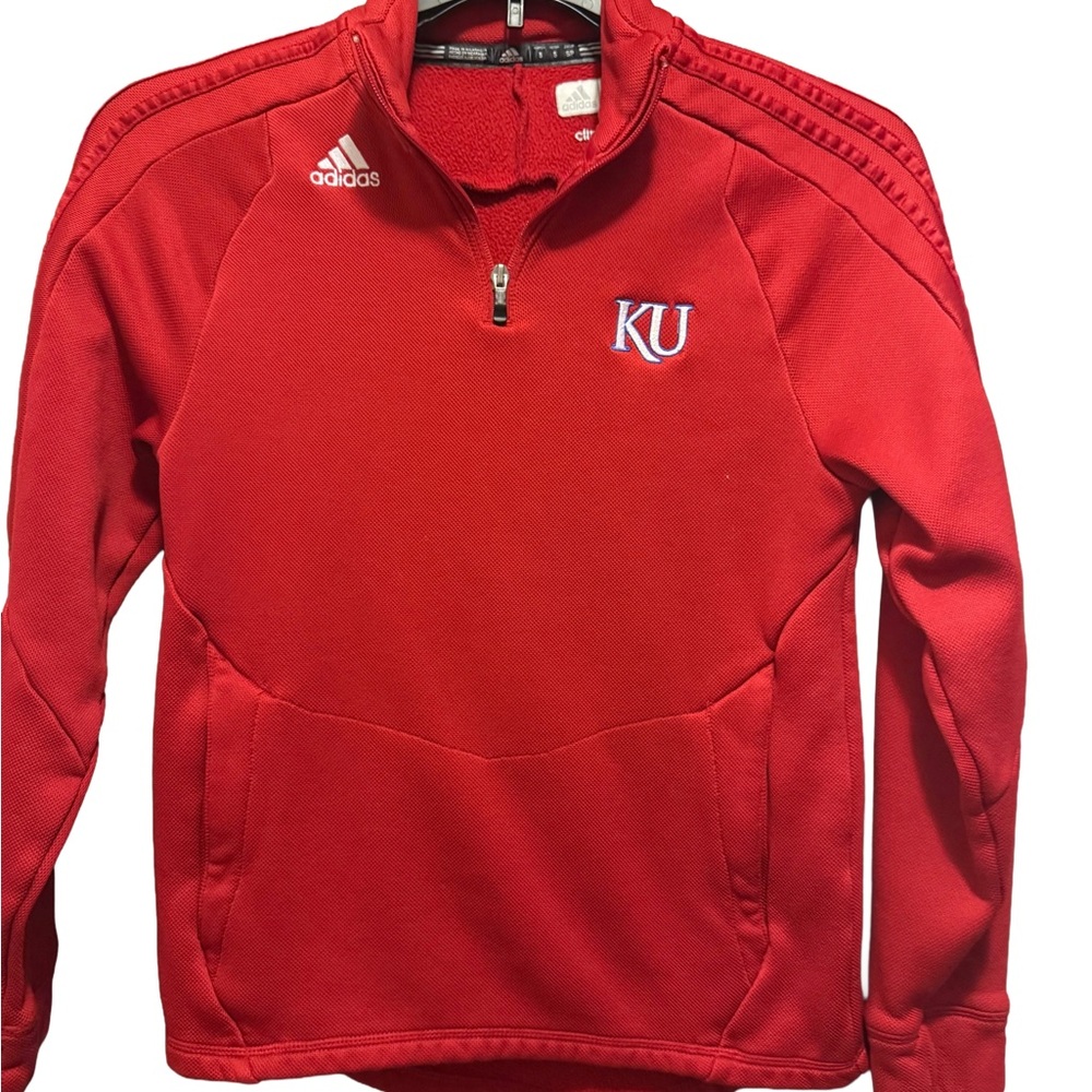 Adidas Men's KU  Player Issue Red Climawarm Quarter-Zip Jacket